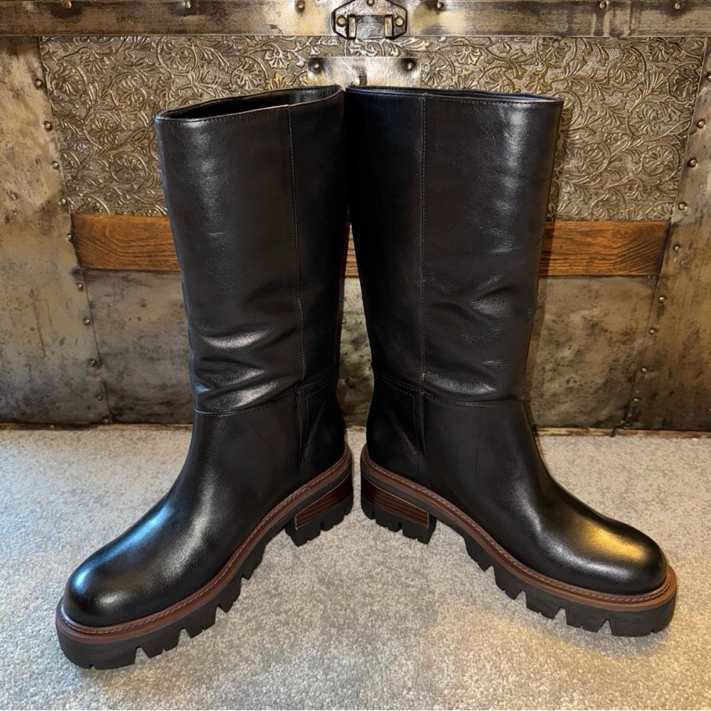 NWOB Arezzo Bailey Mid Tractor Black Boot in 6.5 - Picture 8 of 10